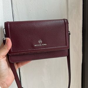 Michael Kors Burgundy Red Crossbody Wallet